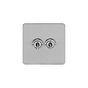 Soho Lighting Brushed Chrome Flat Plate 2 Gang Retractive Toggle Switch Screwless