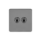 Soho Lighting Black Nickel Flat Plate 2 Gang Retractive Toggle Switch Screwless