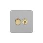Brushed Chrome and Brass Dimmer Toggle Combo Switch
