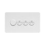 Soho Lighting White Metal Flat Plate 4 Gang Switch with 1 Dimmer (1x150W LED Dimmer 3x20A 2 Way Toggle)