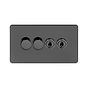 Soho Lighting Black Nickel Flat Plate 4 Gang Switch with 2 Dimmers (2x150W LED Dimmer 2x20A 2 Way Toggle)