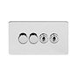 Soho Lighting Polished Chrome Flat Plate 4 Gang Switch with 2 Dimmers (2x150W LED Dimmer 2x20A 2 Way Toggle)