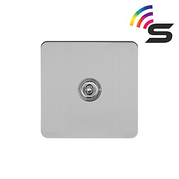 Soho Lighting Brushed Chrome Flat Plate 1 Gang 150W Zigbee Smart Toggle Switch