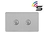 Soho Lighting Brushed Chrome Flat Plate 2 Gang 150W Zigbee Smart Toggle Switch