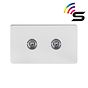 Soho Lighting Polished Chrome Flat Plate 2 Gang 150W Zigbee Smart Toggle Switch