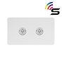 Soho Lighting White Metal Flat Plate 2 Gang 150W Zigbee Smart Toggle Switch