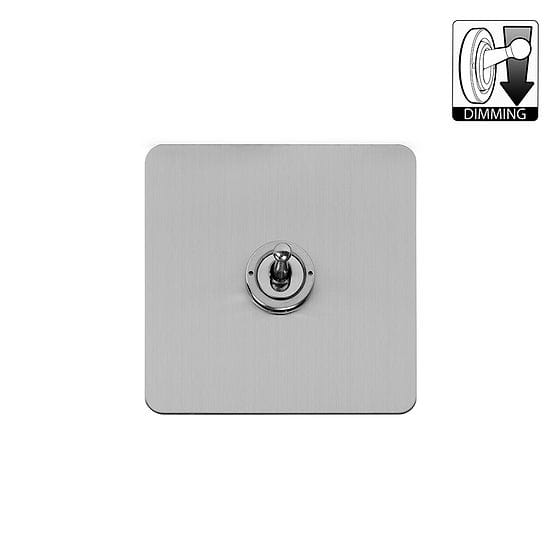 Soho Lighting Flat Plate Brushed Chrome 1 Gang Dimming Toggle Switch