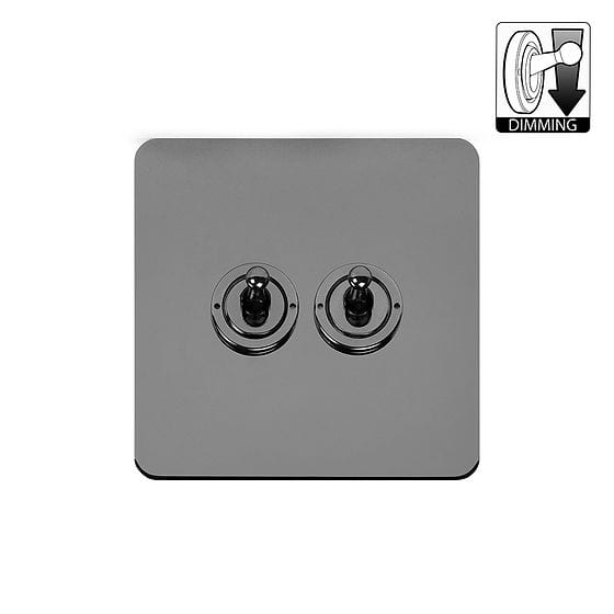 Soho Lighting Flat Plate Black Nickel 2 Gang Dimming Toggle Switch