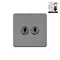 Soho Lighting Flat Plate Black Nickel 2 Gang Dimming Toggle Switch