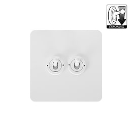 White Metal 2 Gang Dimming Toggle Switch

