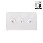 White Metal 3 Gang Dimming Toggle Switch
