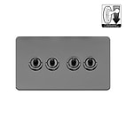 Soho Lighting Flat Plate Black Nickel 4 Gang Dimming Toggle Switch