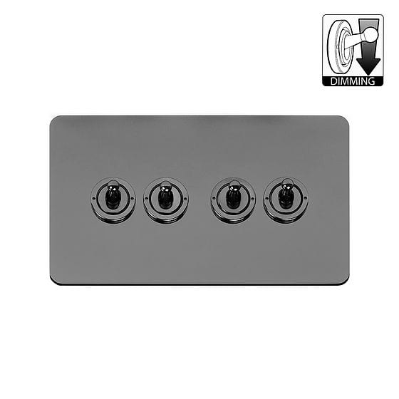 Soho Lighting Flat Plate Black Nickel 4 Gang Dimming Toggle Switch