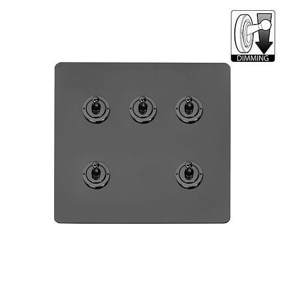 Soho Lighting Flat Plate Black Nickel 5 Gang Dimming Toggle Switch