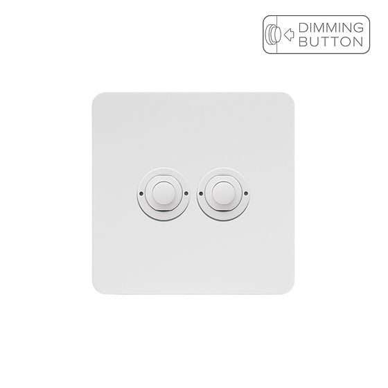 Soho Lighting White Metal 2 Gang 6A Push Button Dimmer Switch