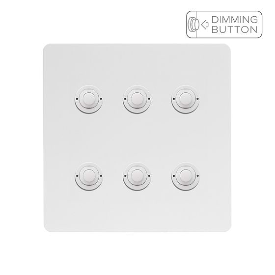 Soho Lighting White Metal 6 Gang 6A Push Button Dimmer Switch