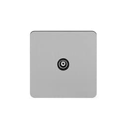 Soho Lighting Brushed Chrome Flat Plate 1 Gang TV Socket Blk Ins Screwless