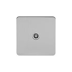 Soho Lighting Brushed Chrome Flat Plate 1 Gang TV Socket Wht Ins Screwless