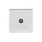 Soho Lighting Polished Chrome Flat Plate 1 Gang TV Socket Blk Ins Screwless