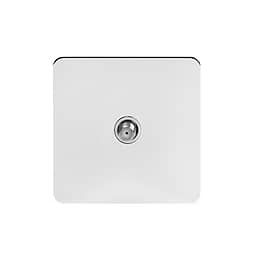 Soho Lighting Polished Chrome Flat Plate 1 Gang Satellite Socket Wht Ins Screwless