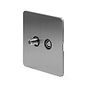 Soho Lighting Brushed Chrome Flat Plate TV+ Satellite Socket Blk Ins Screwless