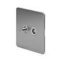 Soho Lighting Brushed Chrome Flat Plate TV+ Satellite Socket Wht Ins Screwless