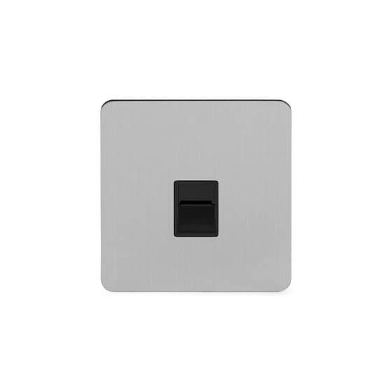 Soho Lighting Brushed Chrome Flat Plate 1 Gang Tel Master Socket