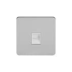 Soho Lighting Brushed Chrome Flat Plate 1 Gang Tel Secondary Socket BT Wht Ins Screwless