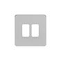 Soho Lighting Brushed Chrome Flat Plate 2 Gang Grid Plate Screwless