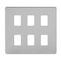 Soho Lighting Brushed Chrome Flat Plate 6 Gang Grid Plate Screwless