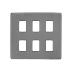 Soho Lighting Black Nickel Flat Plate 6 Gang Grid Switch Plate Screwless