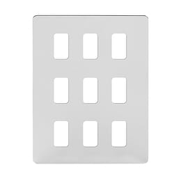 Soho Lighting Polished Chrome Flat Plate 9 Gang RM Rectangular Module Grid Switch Plate
