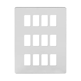 Soho Lighting Polished Chrome Flat Plate 12 Gang RM Rectangular Module Grid Switch Plate