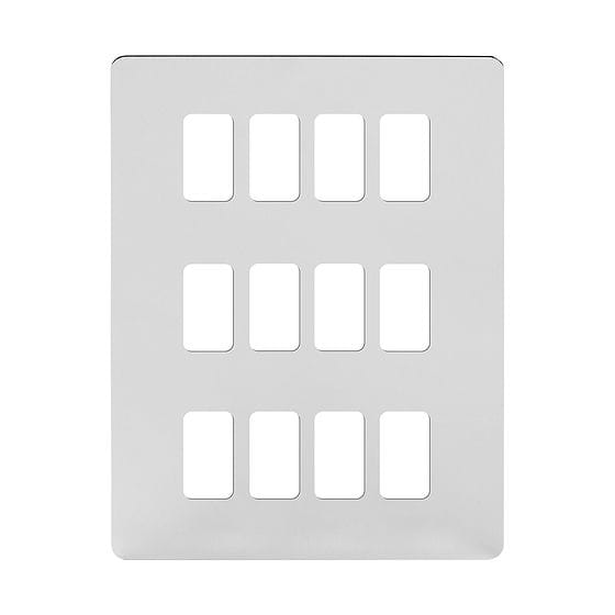 Soho Lighting Polished Chrome Flat Plate 12 Gang RM Rectangular Module Grid Switch Plate