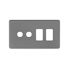 Soho Lighting Black Nickel Flat Plate 4 Gang 2RM+2CM Dual Module Grid Switch Plate