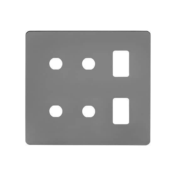 Soho Lighting Black Nickel Flat Plate 6 Gang 2RM+4CM Dual Module Grid Switch Plate
