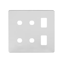 Soho Lighting Polished Chrome Flat Plate 6 Gang 2RM+4CM Dual Module Grid Switch Plate