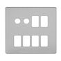 Soho Lighting Brushed Chrome Flat Plate 8 Gang 4RM+4CM Dual Module Grid Switch Plate