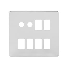 Soho Lighting Polished Chrome Flat Plate 8 Gang 4RM+4CM Dual Module Grid Switch Plate