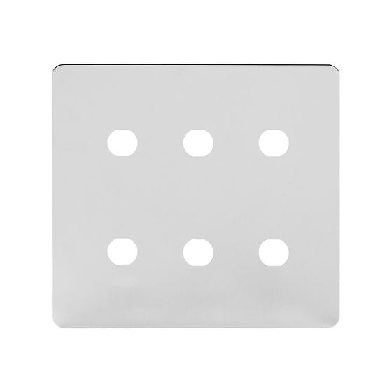 Soho Lighting Polished Chrome Flat Plate 6 Gang CM Circular Module Grid Switch Plate