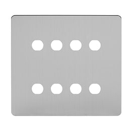 Soho Lighting Brushed Chrome Flat Plate 8 Gang CM Circular Module Grid Switch Plate