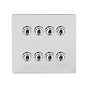 Soho Lighting Polished Chrome Flat Plate 8 Gang Toggle Light Switch 20A 2 Way Screwless