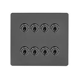 Soho Lighting Black Nickel Flat Plate 8 Gang Toggle Light Switch 20A 2 Way Screwless