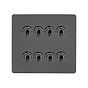 Soho Lighting Black Nickel Flat Plate 8 Gang Toggle Light Switch 20A 2 Way Screwless