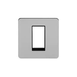 Soho Lighting Brushed Chrome Flat Plate Single Data Plate 1 Module Blk Ins Screwless