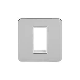 Soho Lighting Brushed Chrome Flat Plate Single Data Plate 1 Module Wht Ins Screwless