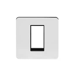 Soho Lighting Polished Chrome Flat Plate Single Data Plate 1 Module Blk Ins Screwless