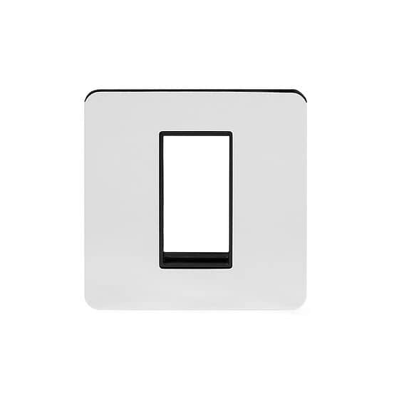 Soho Lighting Polished Chrome Flat Plate Single Data Plate 1 Module Blk Ins Screwless