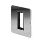 Soho Lighting Polished Chrome Black Insert Flat Plate 1 x25mm EM-Euro Module Faceplate