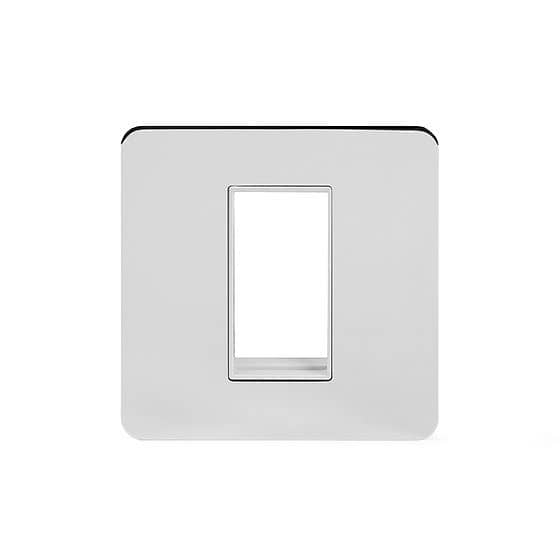 Soho Lighting Polished Chrome Flat Plate Single Data Plate 1 Module Wht Ins Screwless